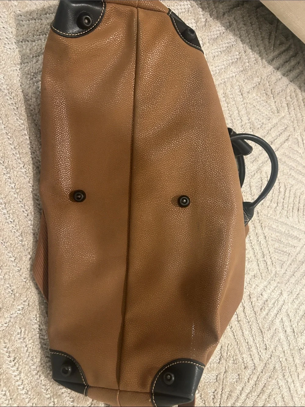 Bric's Tan and Brown 21” Pebbled Leather Duffel Bag